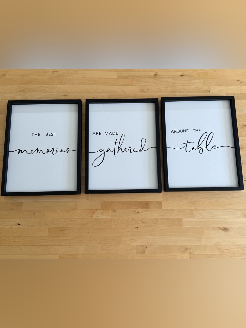 Set of 3 Framed Wall Art Memories Around the Table Farmhouse 11x14” Black